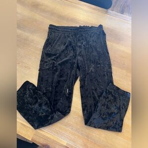 Betsey Johnson Black Velour Cargo Joggers